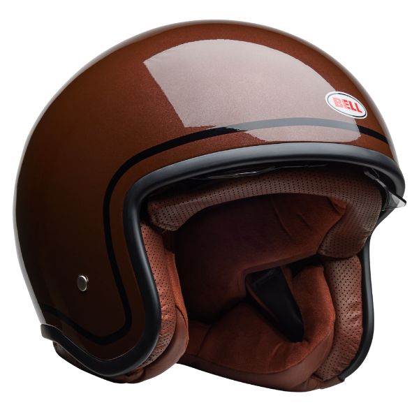 7165587 Bell - TX501 Classic Helmet in Gloss Rootbeer front shell profile with chin bar intake vents sizes 2X–XS