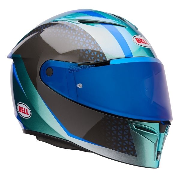 7204948 Bell - Lithium MIPS Plus Blip Helmet in Silver front shell profile with chin bar intake vents sizes 2X–XS