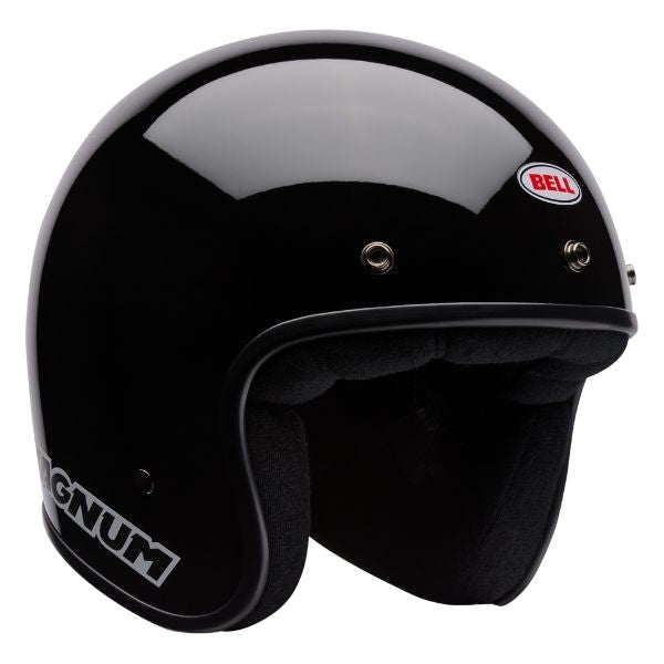 7204206 Bell - Magnum Solid Helmet in Gloss Black front shell profile with chin bar intake vents sizes 2X–XS