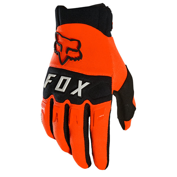 Product image of Dirtpaw MX21 Glove FloOrange 1 33a11399 3f28 4166 bbf3 619d602c0c01 motocross gloves showing fit, construction, and colorway | Available at BTO Sports