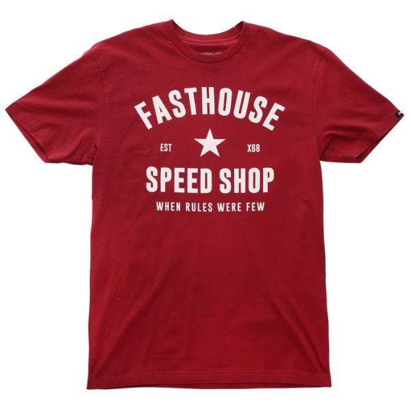 Studio photo on a white background of Fasthouse Paragon Tee; showing tee fit, printed graphics, and crew neckline; SKU 3210001504; Sizes: S-3XL