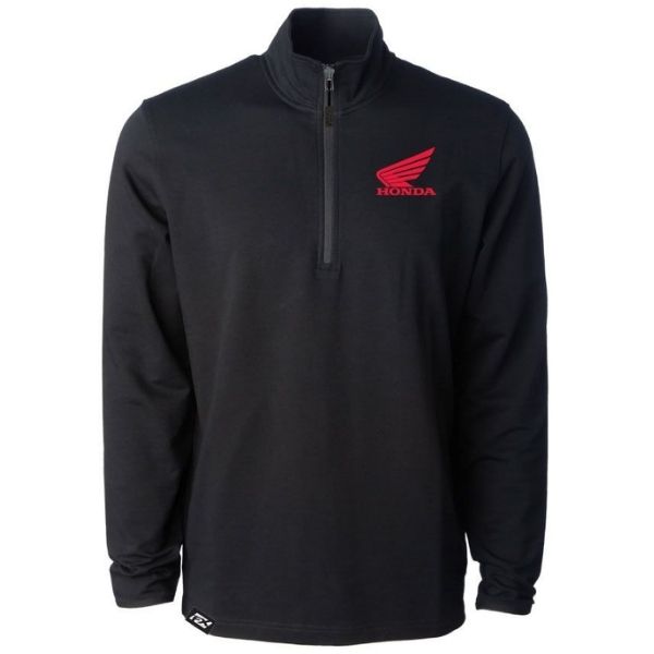Clean studio shot of Factory Effex - Honda Performance Quarter Zip Pullover; showing overall shape and visible design details; SKU 29-853; Colors: Black