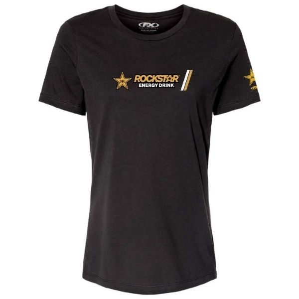 Studio photo on a white background of Factory Effex Rockstar Dash Tee (Womens); showing tee fit, printed graphics, and crew neckline; SKU 29-876
