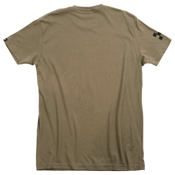 Professional studio photo of Fasthouse Coalition Tee; showing tee fit, printed graphics, and crew neckline; SKU 3214980004; Colors: Black, Military Green