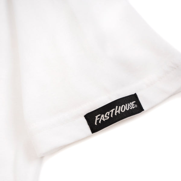 High-resolution studio image of Fasthouse Paint Dept. Tee; showing tee fit, printed graphics, and crew neckline; SKU 3211883004; Colors: Navy, White