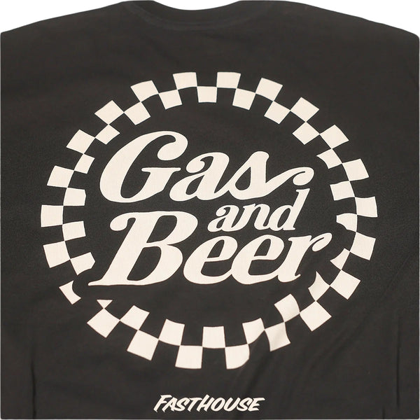 Clean studio shot of Fasthouse Tavern SS Tee; showing tee fit, printed graphics, and crew neckline; SKU 100026-00-; Colors: Black; Sizes: S-3XL