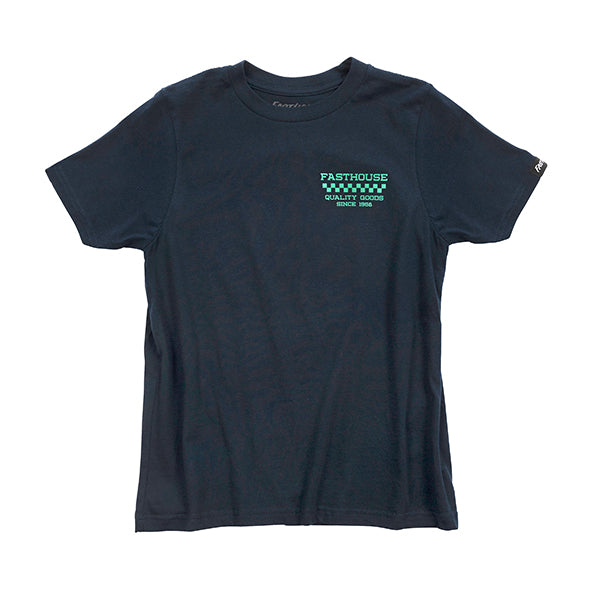 Professional studio photo of Fasthouse Nomad Tee (Youth); showing tee fit, printed graphics, and crew neckline; SKU 3216450054