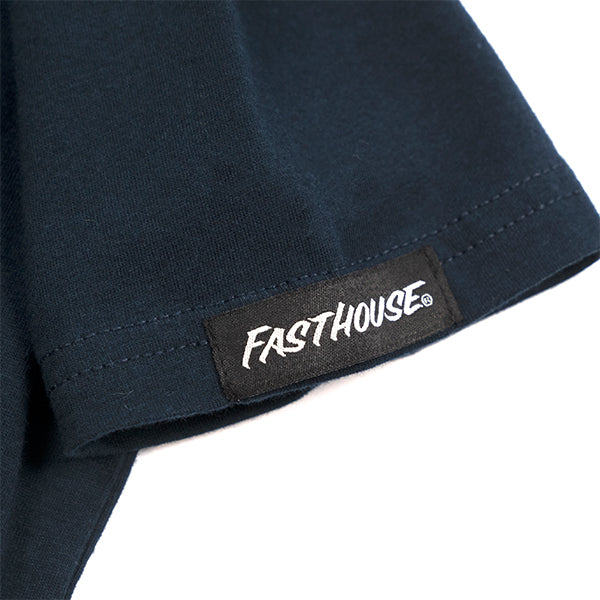 Studio photo on a white background of Fasthouse Nomad Tee (Youth); showing tee fit, printed graphics, and crew neckline; SKU 3216450054