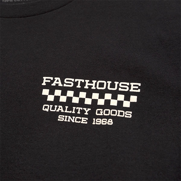 Clean studio shot of Fasthouse Nomad Tee (Youth); showing tee fit, printed graphics, and crew neckline; SKU 3216450054; Colors: Black, Midnight Navy
