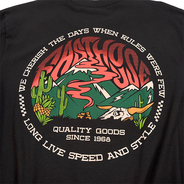 High-resolution studio image of Fasthouse Nomad Tee (Youth); showing tee fit, printed graphics, and crew neckline; SKU 3216450054