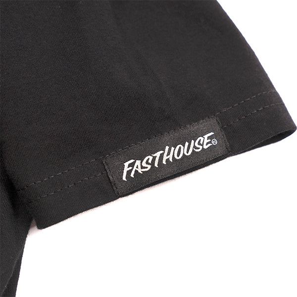 Studio photo on a white background of Fasthouse Nomad Tee (Youth); showing tee fit, printed graphics, and crew neckline; SKU 3216450054