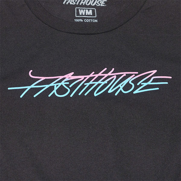 Clean studio shot of Fasthouse Shadow Palms Tee (Womens); showing tee fit, printed graphics, and crew neckline; SKU 32114205; Colors: Black; Sizes: S-2XL