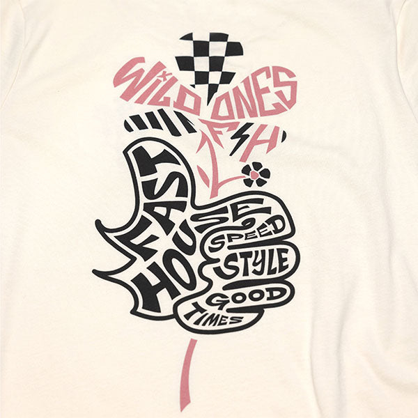 High-resolution studio image of Fasthouse Garden Party Tee (Womens); showing tee fit, printed graphics, and crew neckline; SKU 3211430574; Sizes: S-2XL