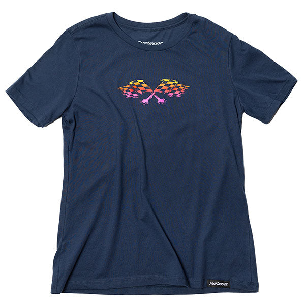 High-resolution studio image of Fasthouse Sun Struck Tee (Womens); showing tee fit, printed graphics, and crew neckline; SKU 3211440574; Sizes: S-2XL