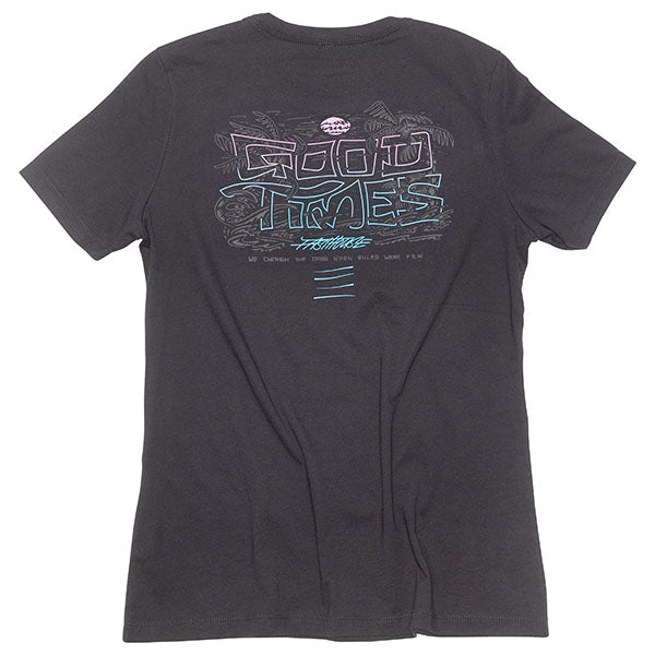 Studio photo on a white background of Fasthouse Shadow Palms Tee (Womens); showing tee fit, printed graphics, and crew neckline; SKU 32114205