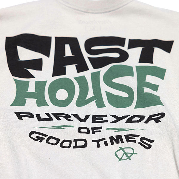 Professional studio photo of Fasthouse Utopia Tee; showing tee fit, printed graphics, and crew neckline; SKU 3211320504; Sizes: S-3XL