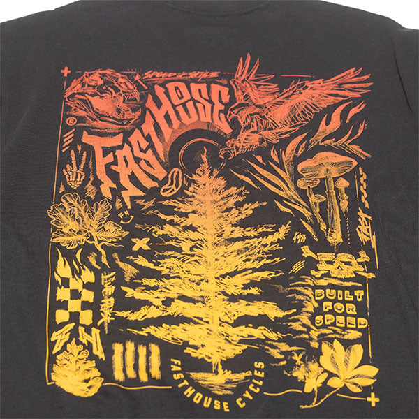 High-resolution studio image of Fasthouse Tomahawk Tee; showing tee fit, printed graphics, and crew neckline; SKU 3211360904; Colors: Natural, Black