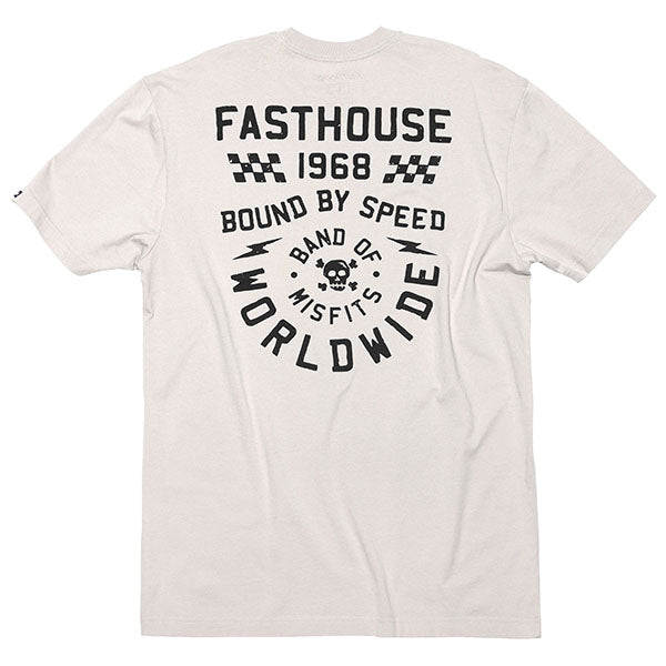 Professional studio photo of Fasthouse Seaver Tee; showing tee fit, printed graphics, and crew neckline; SKU 3211370404; Sizes: S-3XL