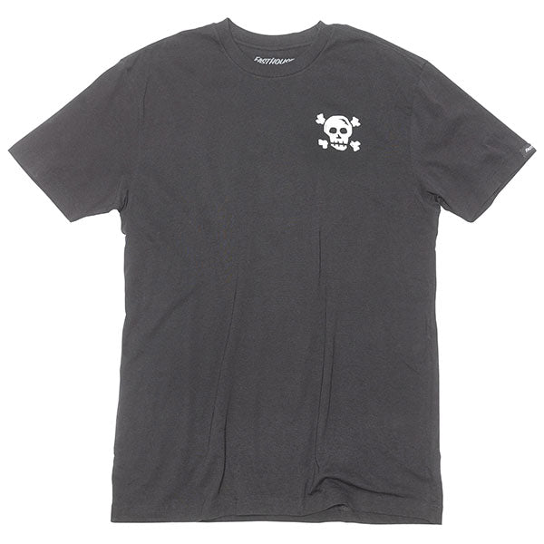 Clean studio shot of Fasthouse Seaver Tee; showing tee fit, printed graphics, and crew neckline; SKU 3211370404; Colors: Forest Green, Black, Light Gray