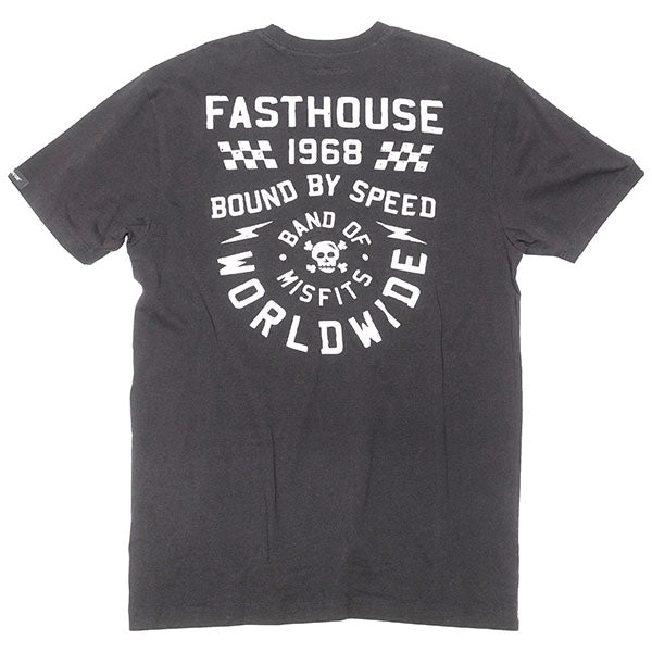 Professional studio photo of Fasthouse Seaver Tee; showing tee fit, printed graphics, and crew neckline; SKU 3211370404; Sizes: S-3XL