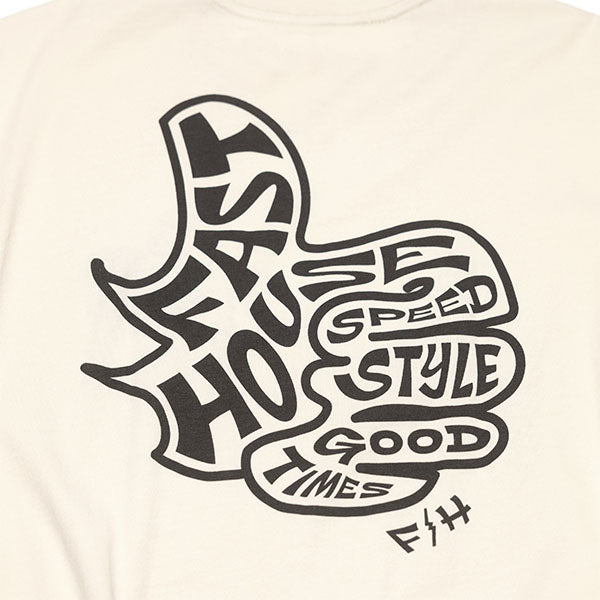 Professional studio photo of Fasthouse Satisfaction Tee; showing tee fit, printed graphics, and crew neckline; SKU 3211310104; Sizes: S-3XL