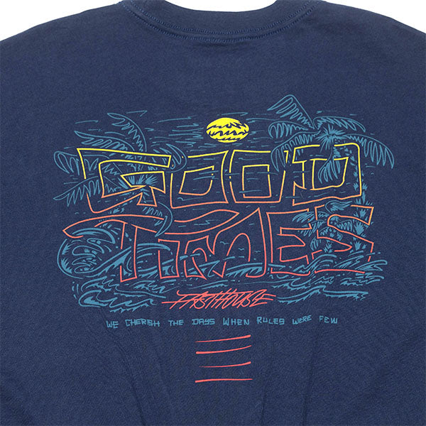 Studio photo on a white background of Fasthouse Lagoon Tee; showing tee fit, printed graphics, and crew neckline; SKU 3211300204; Sizes: S-3XL