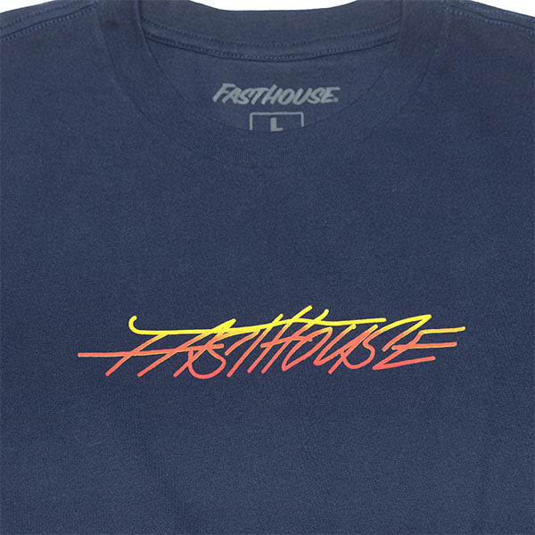 Professional studio photo of Fasthouse Lagoon Tee; showing tee fit, printed graphics, and crew neckline; SKU 3211300204; Colors: Navy, Black, Natural