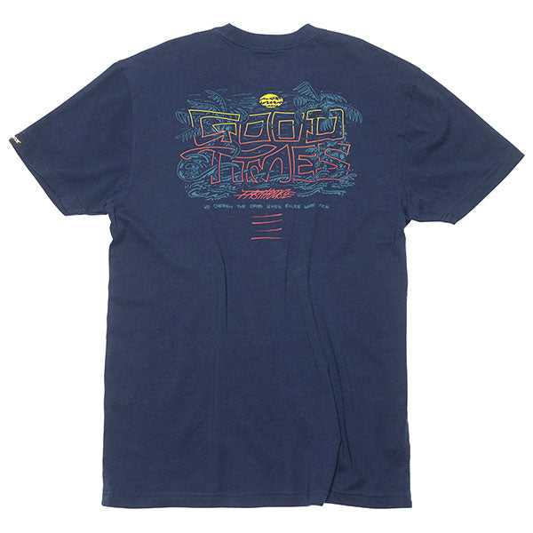 High-resolution studio image of Fasthouse Lagoon Tee; showing tee fit, printed graphics, and crew neckline; SKU 3211300204; Colors: Navy, Black, Natural