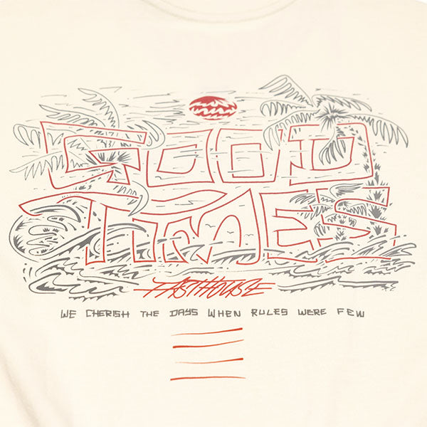 Studio photo on a white background of Fasthouse Lagoon Tee; showing tee fit, printed graphics, and crew neckline; SKU 3211300204; Sizes: S-3XL
