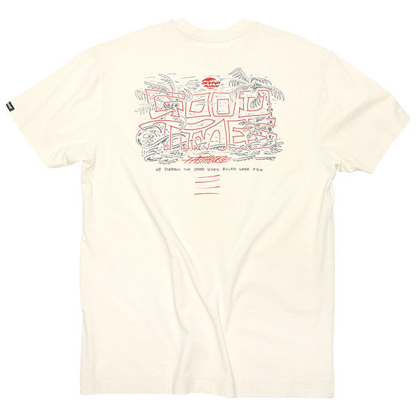 High-resolution studio image of Fasthouse Lagoon Tee; showing tee fit, printed graphics, and crew neckline; SKU 3211300204; Colors: Navy, Black, Natural