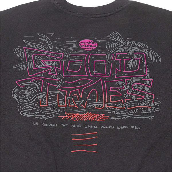 Studio photo on a white background of Fasthouse Lagoon Tee; showing tee fit, printed graphics, and crew neckline; SKU 3211300204; Sizes: S-3XL