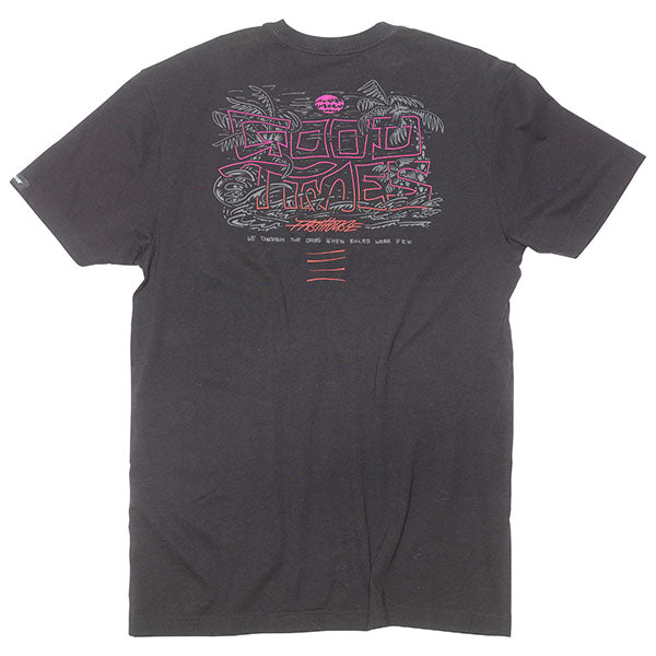 High-resolution studio image of Fasthouse Lagoon Tee; showing tee fit, printed graphics, and crew neckline; SKU 3211300204; Colors: Navy, Black, Natural