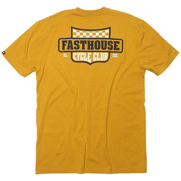 Crisp studio image on a white background of Fasthouse Krest Tee; showing tee fit, printed graphics, and crew neckline; SKU 3211290304; Sizes: S-3XL