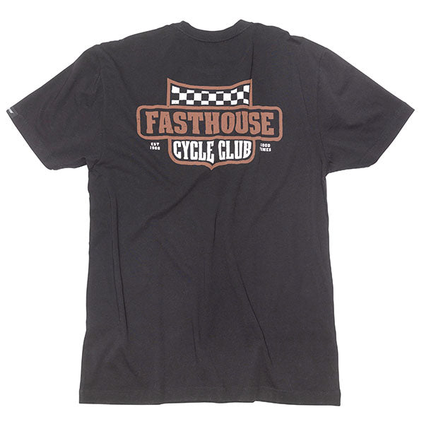 Crisp studio image on a white background of Fasthouse Krest Tee; showing tee fit, printed graphics, and crew neckline; SKU 3211290304; Sizes: S-3XL