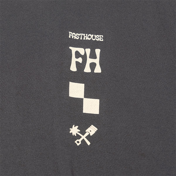 Professional studio photo of Fasthouse Gold Mine Tee; showing tee fit, printed graphics, and crew neckline; SKU 3211390504; Colors: Black, Vintage Gold
