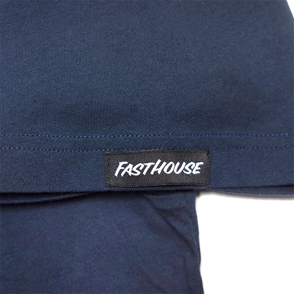 Studio photo on a white background of Fasthouse Demolition Tee; showing tee fit, printed graphics, and crew neckline; SKU 3211380504; Sizes: S-3XL