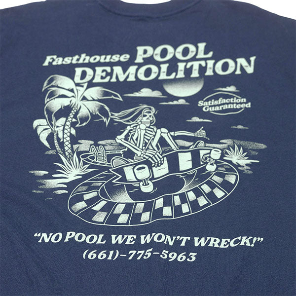 Crisp studio image on a white background of Fasthouse Demolition Tee; showing tee fit, printed graphics, and crew neckline; SKU 3211380504; Sizes: S-3XL