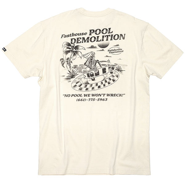 Professional studio photo of Fasthouse Demolition Tee; showing tee fit, printed graphics, and crew neckline; SKU 3211380504; Colors: Black, Navy, Natural