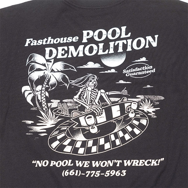 Crisp studio image on a white background of Fasthouse Demolition Tee; showing tee fit, printed graphics, and crew neckline; SKU 3211380504; Sizes: S-3XL