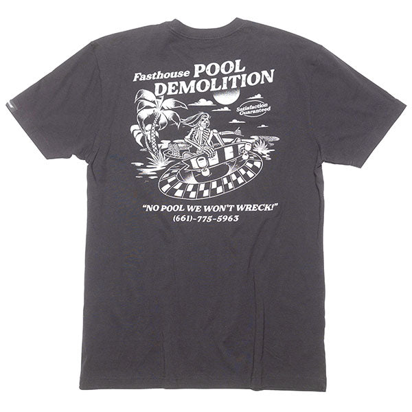 Professional studio photo of Fasthouse Demolition Tee; showing tee fit, printed graphics, and crew neckline; SKU 3211380504; Colors: Black, Navy, Natural