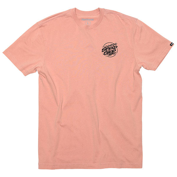 Professional studio photo of Fasthouse Burner Tee; showing tee fit, printed graphics, and crew neckline; SKU 3211350104; Sizes: S-3XL