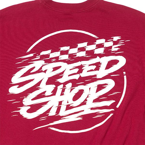 High-resolution studio image of Fasthouse Burner Tee; showing tee fit, printed graphics, and crew neckline; SKU 3211350104; Sizes: S-3XL