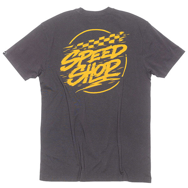 Crisp studio image on a white background of Fasthouse Burner Tee; showing tee fit, printed graphics, and crew neckline; SKU 3211350104; Sizes: S-3XL