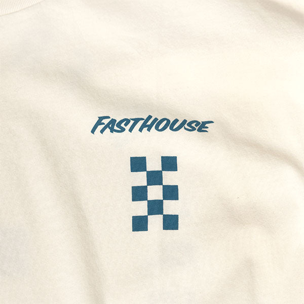 Crisp studio image on a white background of Fasthouse Aspire Tee; showing tee fit, printed graphics, and crew neckline; SKU 3211340504; Sizes: S-3XL