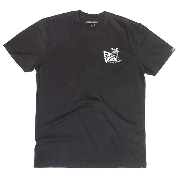 Crisp studio image on a white background of Fasthouse Explorer Tee; showing tee fit, printed graphics, and crew neckline; SKU 3211480204; Sizes: S-3XL