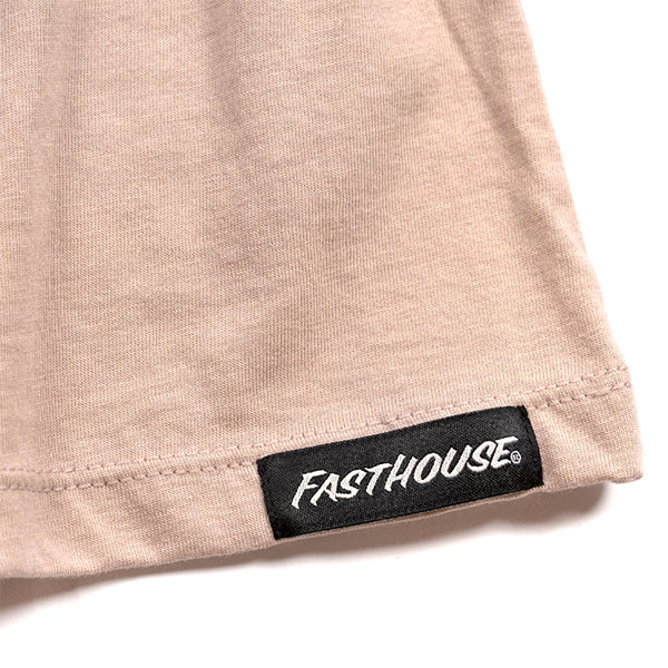Professional studio photo of Fasthouse Macabre Tee (Womens); showing tee fit, printed graphics, and crew neckline; SKU 3216390074; Colors: Black, Pink