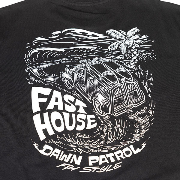 High-resolution studio image of Fasthouse Explorer Tee; showing tee fit, printed graphics, and crew neckline; SKU 3211480204; Colors: Navy, Black