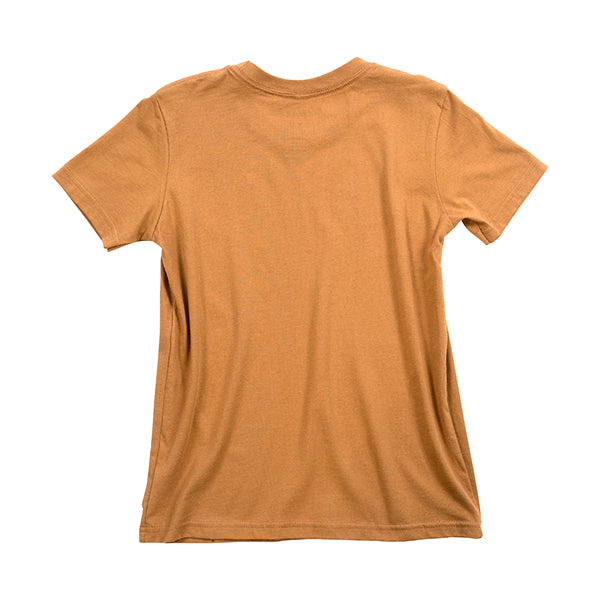 Clean studio shot of Fasthouse Revival Tee (Girls); showing long-sleeve cut, printed graphics, and crew neckline; SKU 32164960; Sizes: BROWN