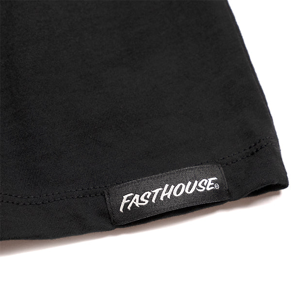 Studio photo on a white background of Fasthouse Macabre Tee (Womens); showing tee fit, printed graphics, and crew neckline; SKU 3216390074; Sizes: S-2XL