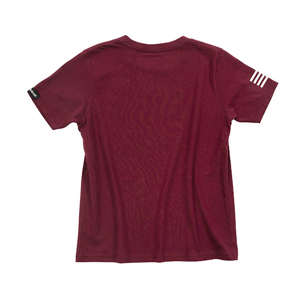 Studio photo on a white background of Fasthouse Logo Tee Maroon (Youth); showing tee fit, printed graphics, and crew neckline; SKU 32164740